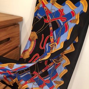 Vintage Silk Scarf Nautical Pirate